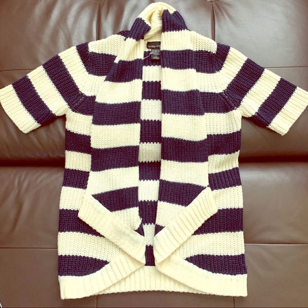 Winter White & Navy Sweater